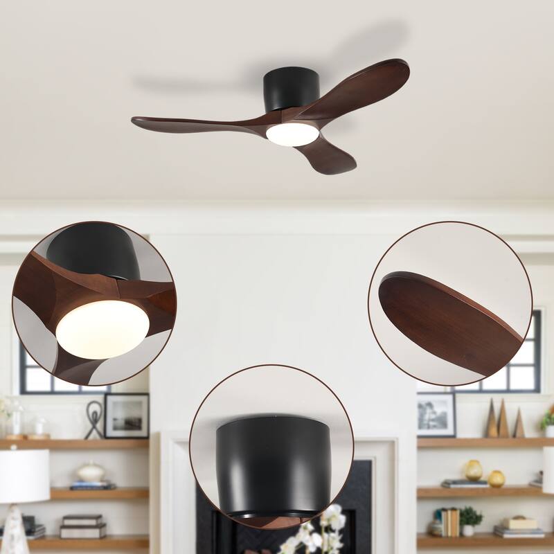 42-inch Ceiling Fan with Light, 3 Light Wood Blades, Remote Control, Reversible DC Motor for Living Room