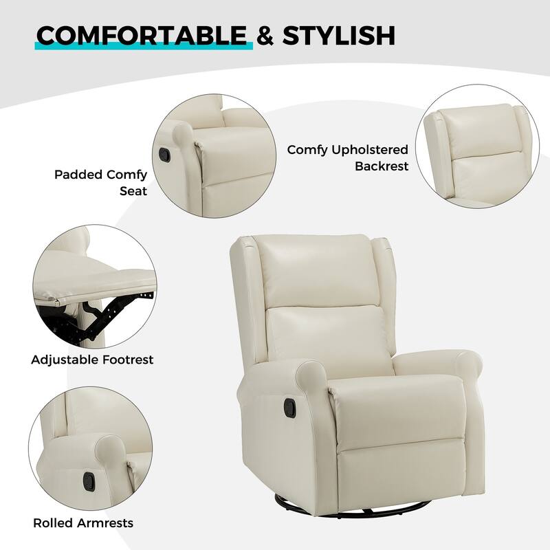 Baksoho Contemporary Faux Leather Swivel Nursery Chair with Metal Base by HULALA HOME