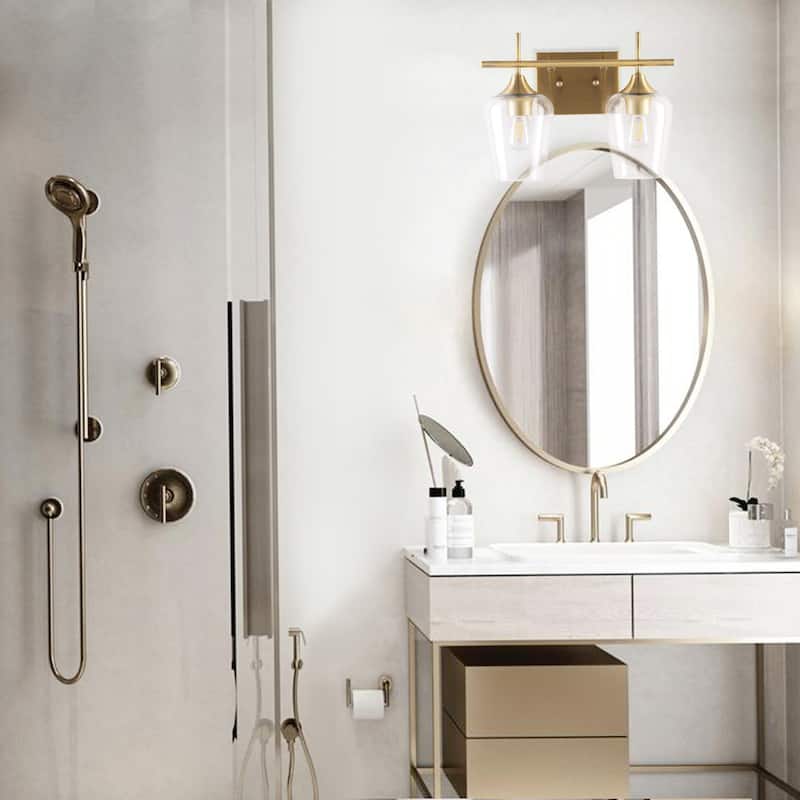CO-Z Wall Sconce Vanity Light with Glass Shade, Antique Brass