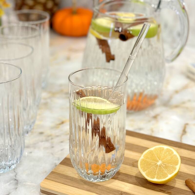 Sleek 14 oz. Cristalline Tumblers Linear Grooved Design Perfect for Hot and Cold Beverages