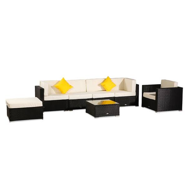 Shop 4 7 Pieces Patio Pe Rattan Sofa Set Outdoor Sectional Wicker Furniture Set Overstock 31423767
