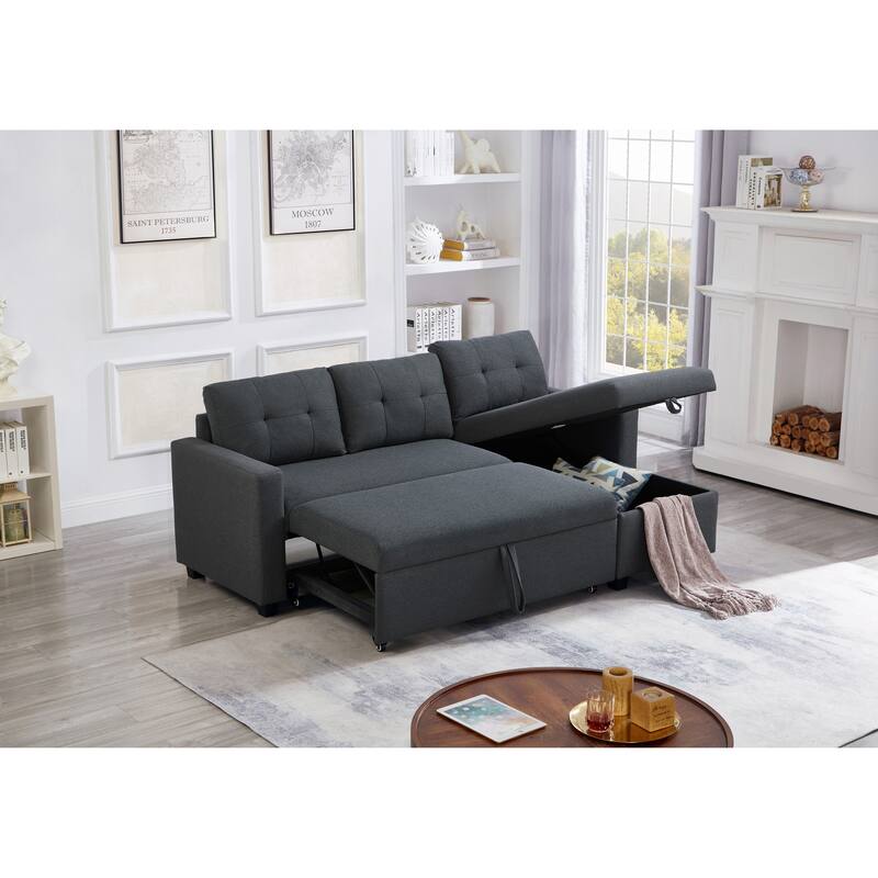 GDFStudio - Ethan Modern Pull-Out Sectional Sofa with Storage Chaise and Reversible Layout