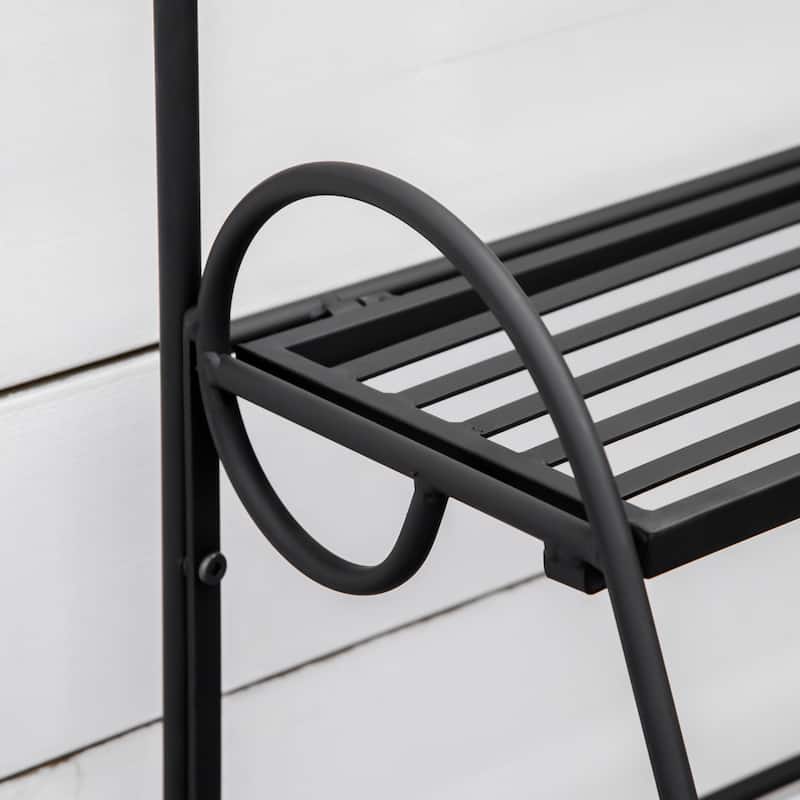 Outsunny 3 Tier Metal Plant Stand, Ladder Display Shelf, Flower Pot Holder, Storage Organizer Rack for Indoor Outdoor Patio