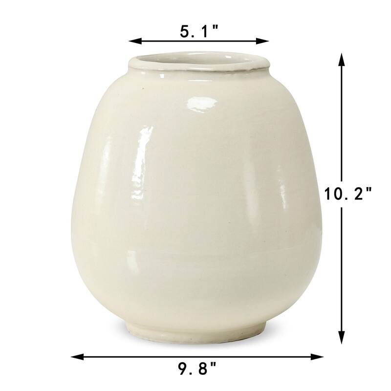 Approx 10"H Off White Ceramic Vase (5" Opening)