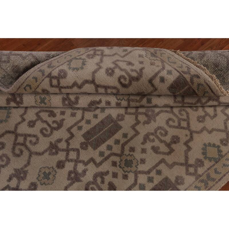 Hand Knotted Oriental 100% Wool Carpet Traditional All-Over Beige & Ivories Heriz (serapi) Area Rug - 8' 10'' X 5' 11''