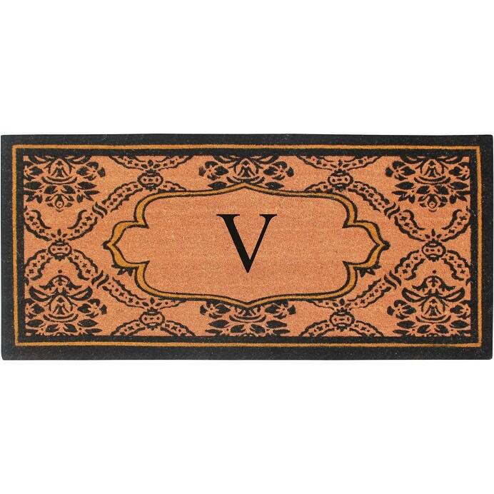 A1HC Uriel Treated Coir Monogrammed Entry Double Door Mat 30"x 60" - V