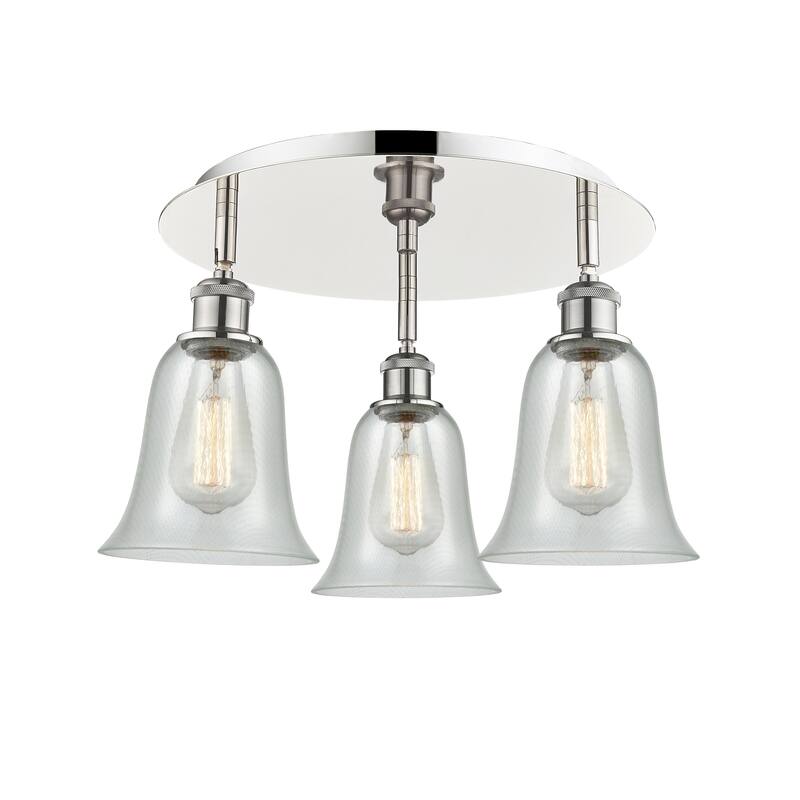 Innovations Lighting Hanover - 3 Light 18" Flush Mount - Fishnet/Polished Nickel