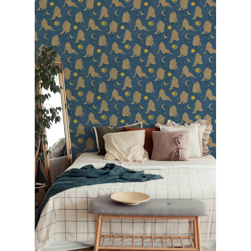 Alja Horvat Dark Blue Nudes Peel & Stick Wallpaper