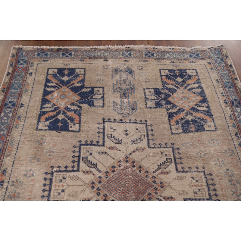 Hand Knotted Oriental 100% Wool Carpet Traditional Tribal Beige & Ivories Sirjan Area Rug - 6' 4'' X 4' 10''