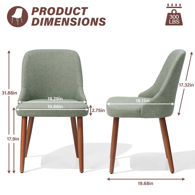 Modern Dining Chair Upholstered Accent Chairs with Solid Wood Legs
