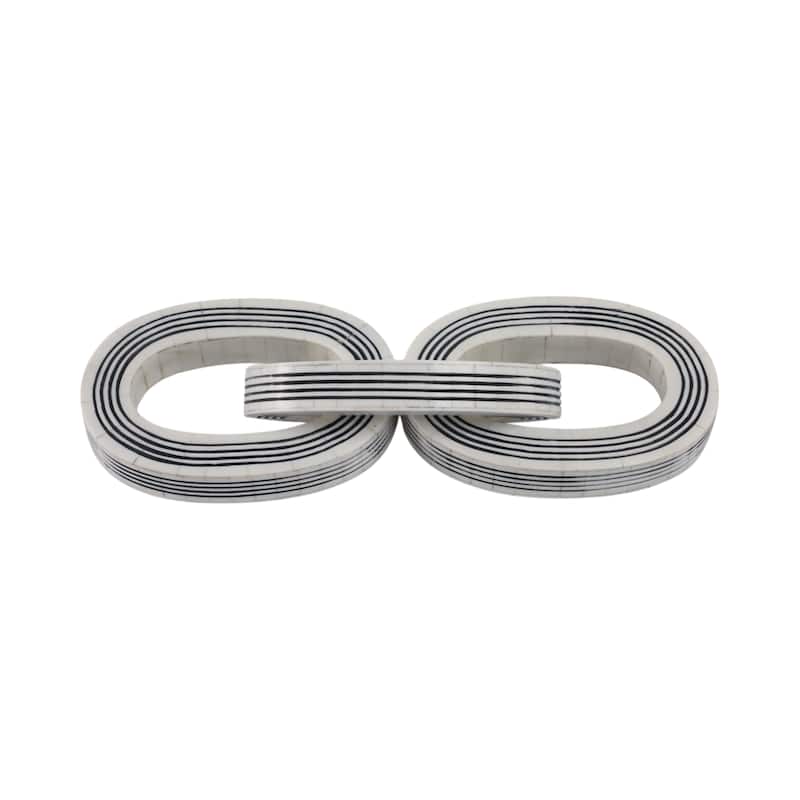 Resin Interlocking Chain Decorative Object for Home Decor - 1" Black - 15" x 5" x 1" - Black/ White - 15" x 5" x 1"
