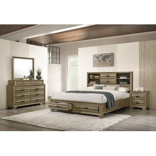Roundhill Furniture Loiret Rubbed Gray Oak Finish Wood Storage Platform ...