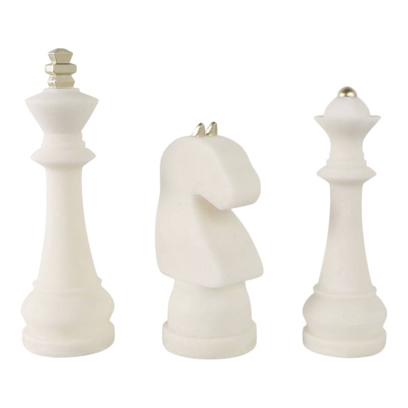 Polyresin Decorative Objects Chess Design (Set of 3) - 16/14/13" White - 5" x 5" x 16"