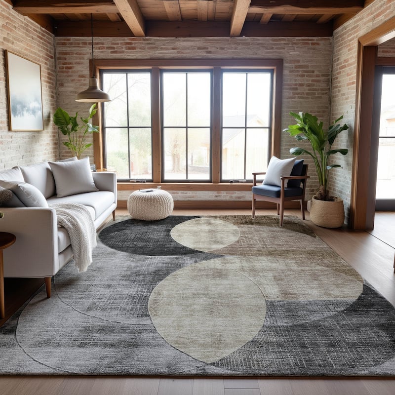 Premium Washable Super Soft Modern Geo Mayfield Rug - Pewter - 8' x 10'
