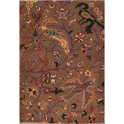Animals Design Kazak Foyer Rug Handmade Wool Carpet - 2'0" x 3'0"