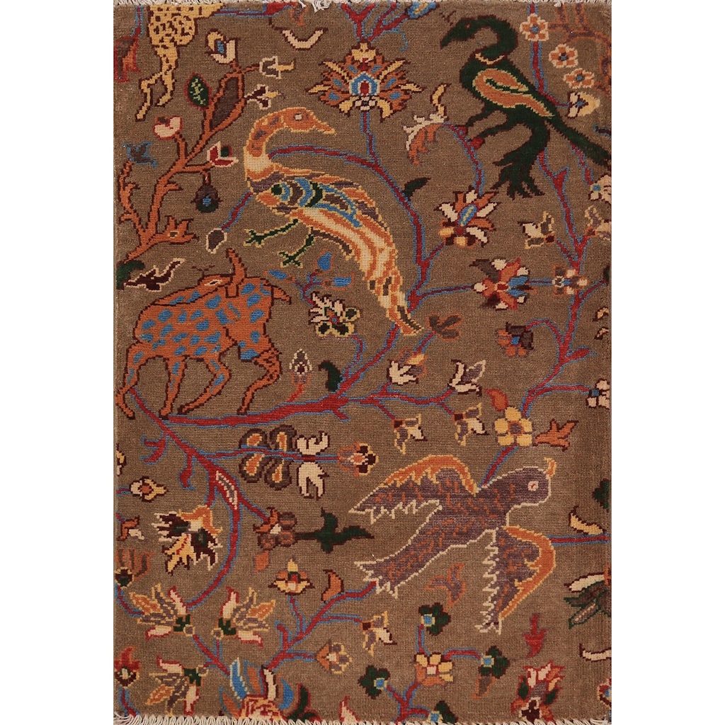 Animals Design Kazak Foyer Rug Handmade Wool Carpet - 2'0" x 3'0"