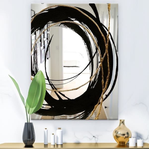 slide 2 of 5, Designart 'Black & White 10' Glam Mirror - Vanity Printed Mirror 23.7in.x31.5in.