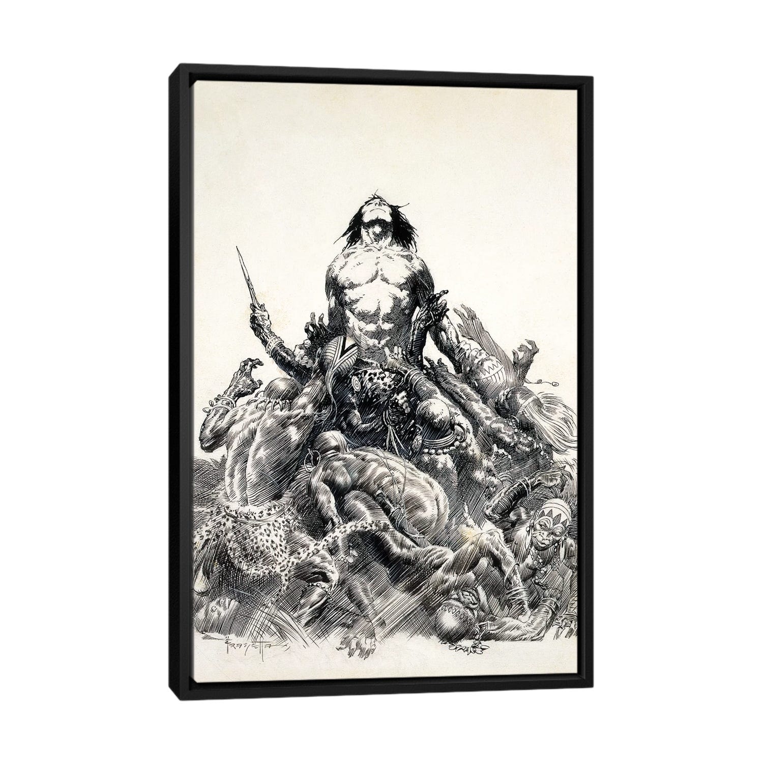 iCanvas "Ape Man" by Frank Frazetta Framed
