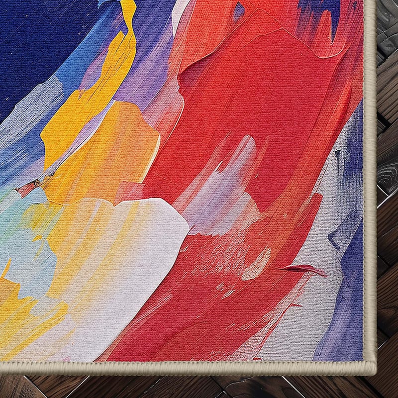 Well Woven Apollo Strokes Modern Abstract Bright Flat-Woven Area Rug