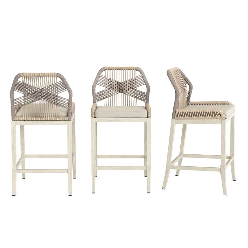 Modern Aluminum Counter Height Bar Stools, Upholstered Counter Stools with Back - 27.5"H