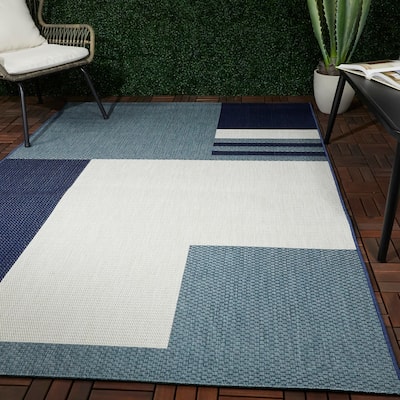 Read Modern Geometric Color Block Indoor/ Outdoor Area Rug