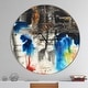 preview thumbnail 1 of 8, Designart 'Black Blue and Yellow Pattern' Oversized Modern Wall CLock 36 in. wide x 36 in. high