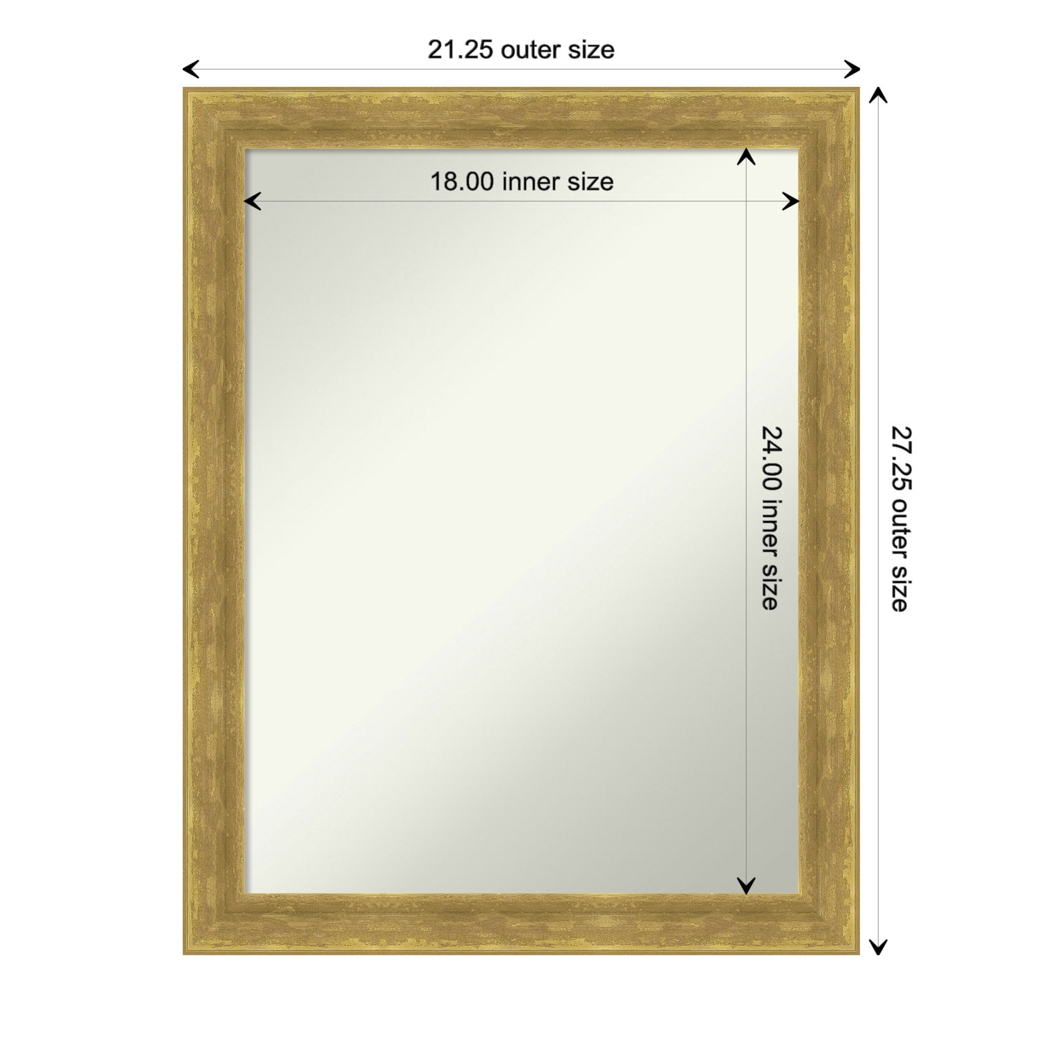 Angled Non-Beveled Wood Framed Wall Mirror