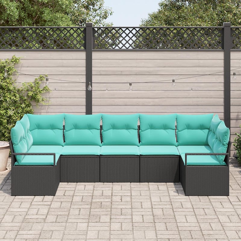 vidaXL 7 Piece Garden Sofa Set with Cushions - 113.8×48×27.2