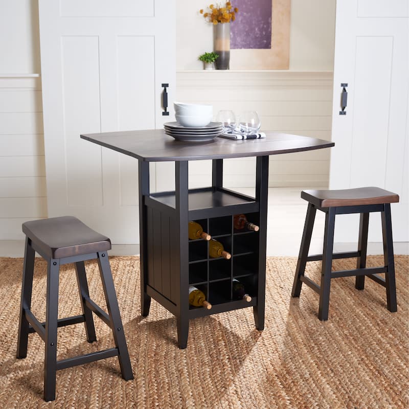 SAFAVIEH Mascha 3-Piece Set Drop Leaf Pub Table - 36" W x 36" L x 36" H - 36Wx36Dx36H