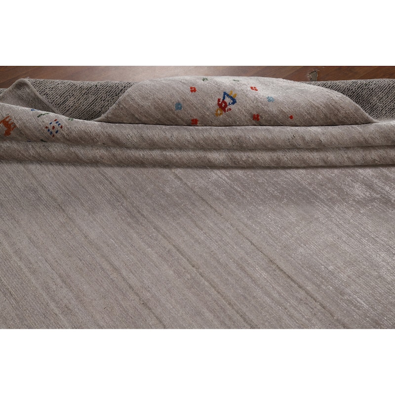 Gabbeh Oriental Area Rug Handmade Living Room Silk Carpet - 8'11" x 11'7"