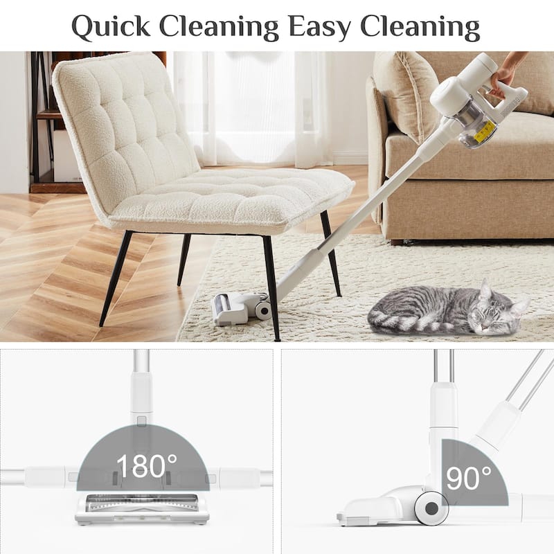 Powerful Cordless Stick Vacuum - 24kPa Suction, HEPA Filtration, 3 Modes