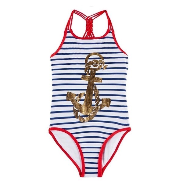 Jantzen Little Girl Nautical Anchor Print Bikini with Ruffle