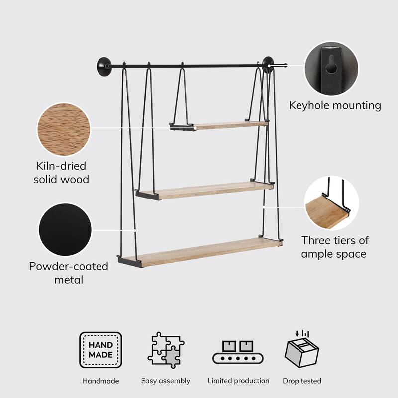 MH London Luna Three Tier Suspended Wall Shelf