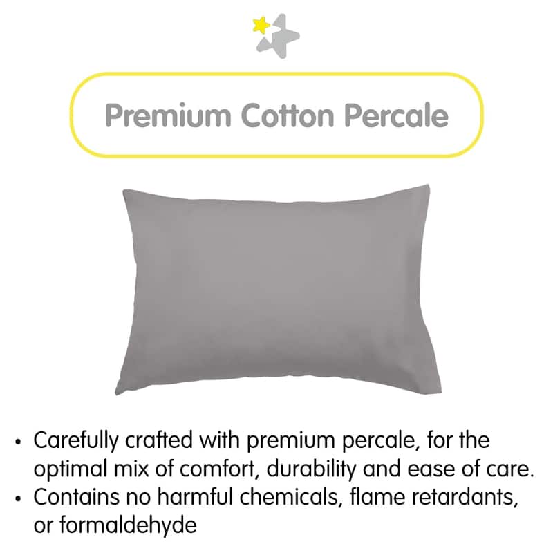 BreathableBaby Cotton Percale Pillowcase, For 13" x 18"/33 x 46 cm Toddler Pillow, Solids (2-Pack)