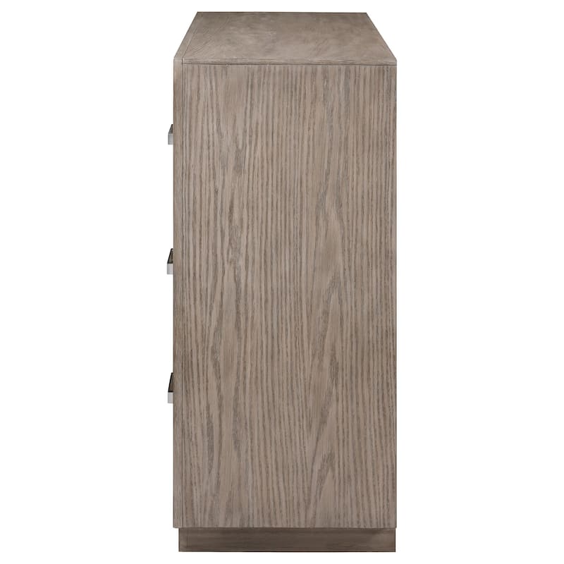 Keno Wide Dresser, 6 Drawers, Metal Bar Handles, Brown Acacia Wood