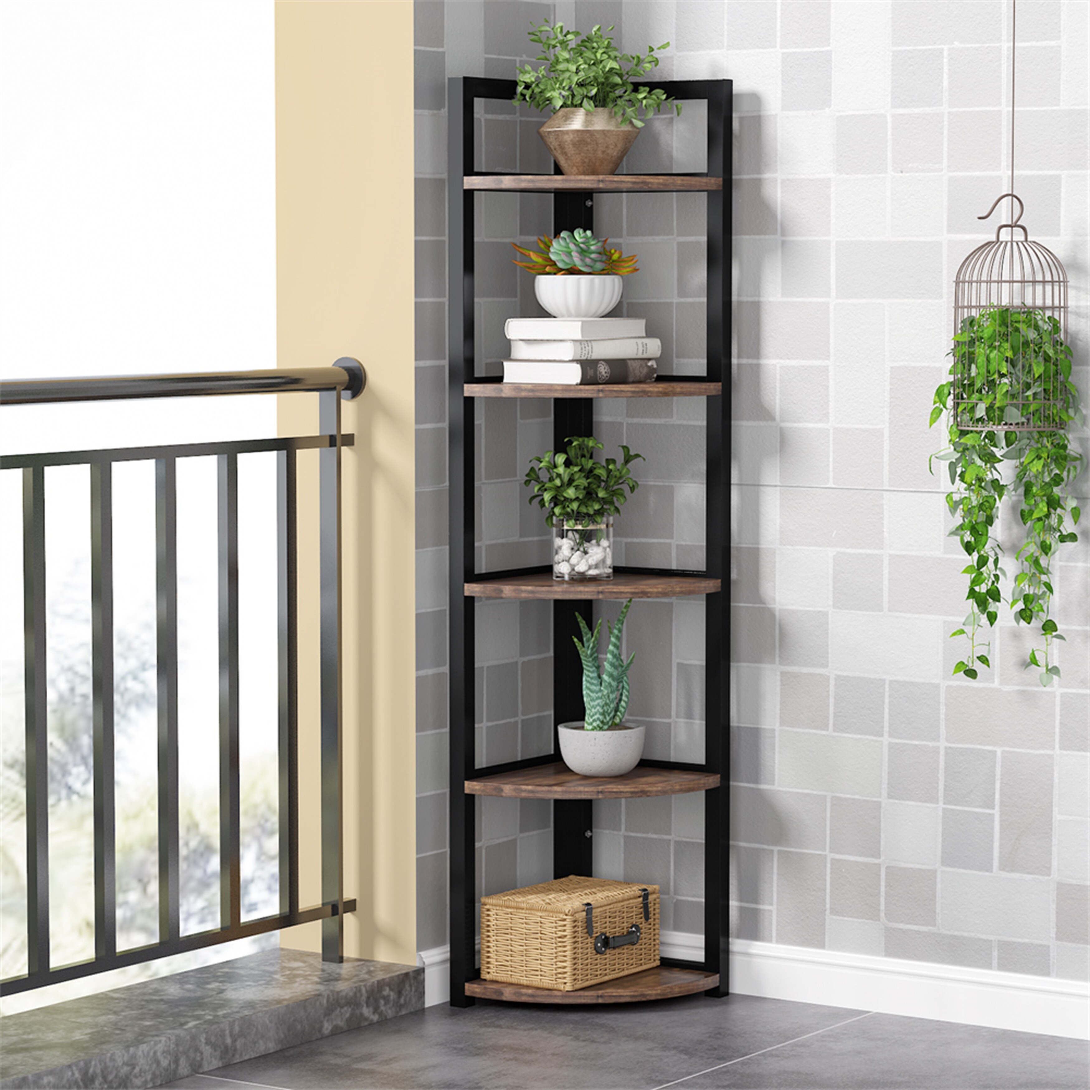 Corner storage shop rack