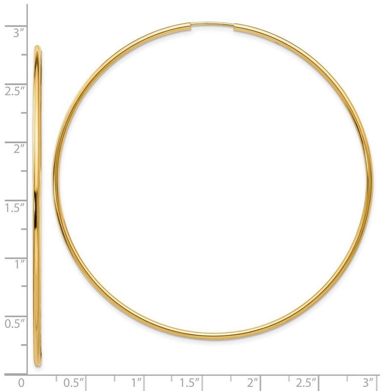 Curata 10k Yellow Gold 70x1.2mm Endless Hoop Earrings