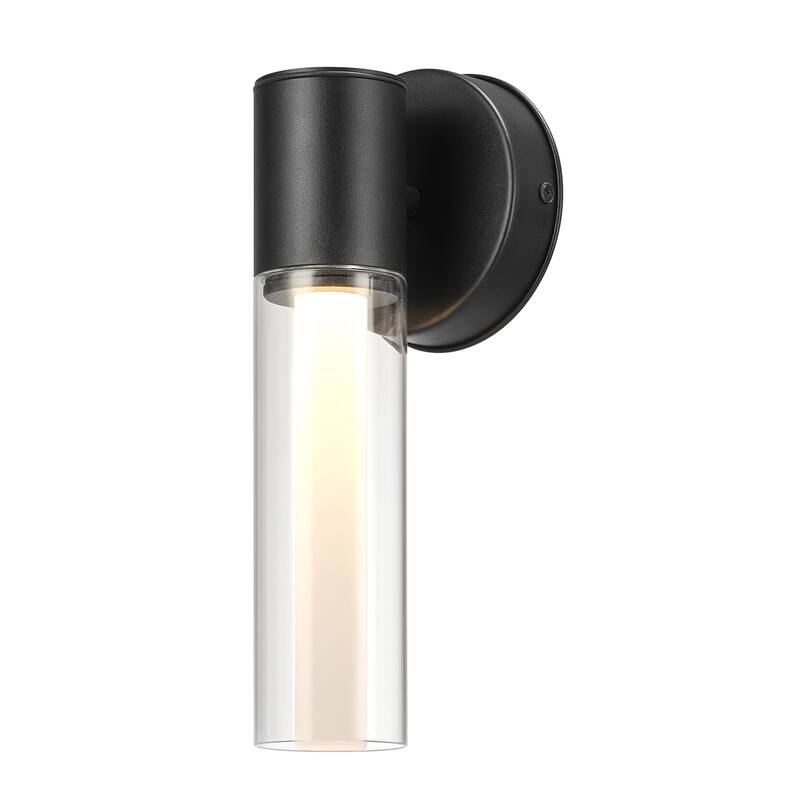 Globe Electric 91009561 12" Tall LED Outdoor Wall Sconce with Clear - Matte Black
