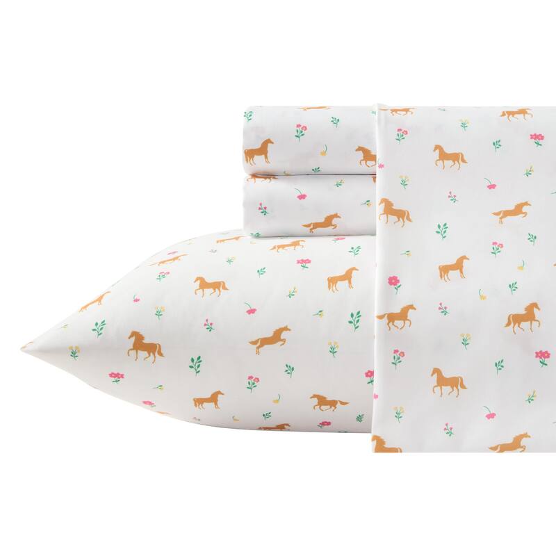 Wrangler Kids Printed Cozy Sheet Set - Horse Meadow Brown - Full