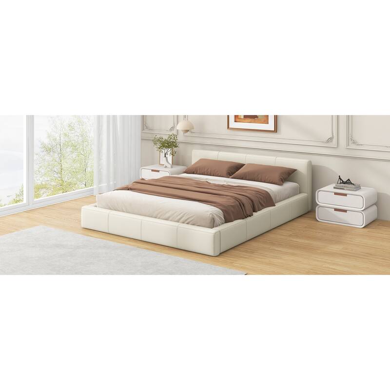 Roomfitters Faux Leather Upholstered Bed Frame with Birch Wood Slats