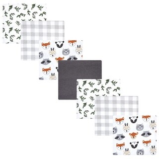 Hudson Baby Unisex Baby Cotton Flannel Receiving Blankets Bundle, Woodland Faces, One Size - Woodland Faces - One Size