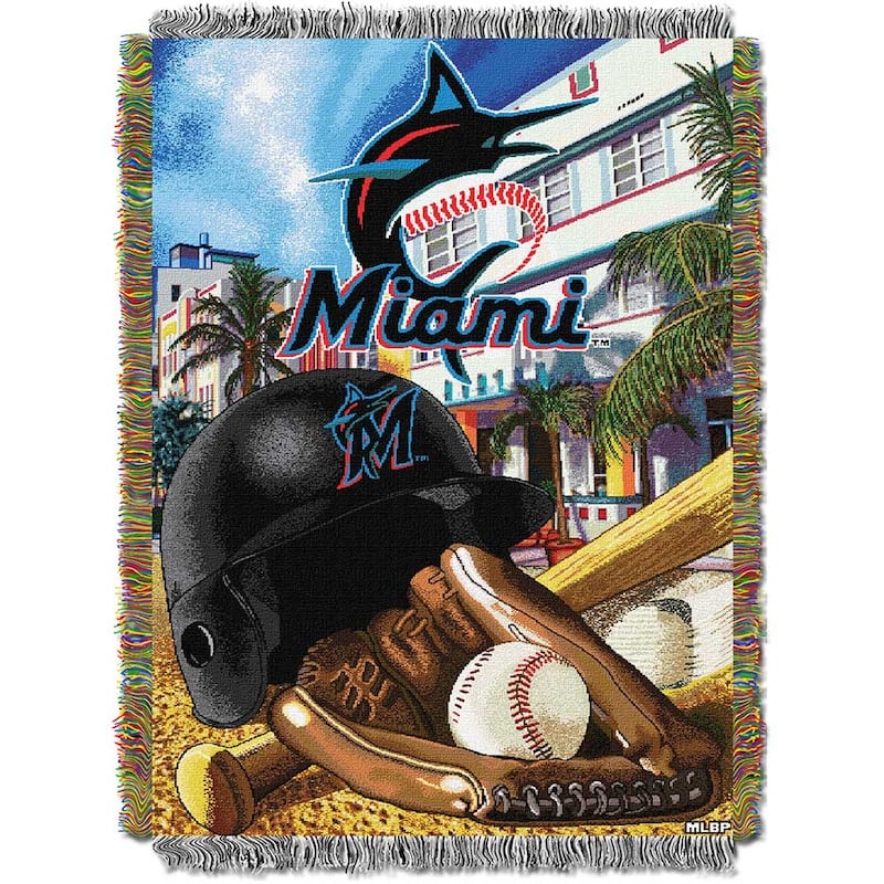 MLB Woven Tapestry Throw Blanket - 48x60 inches - Miami Marlins