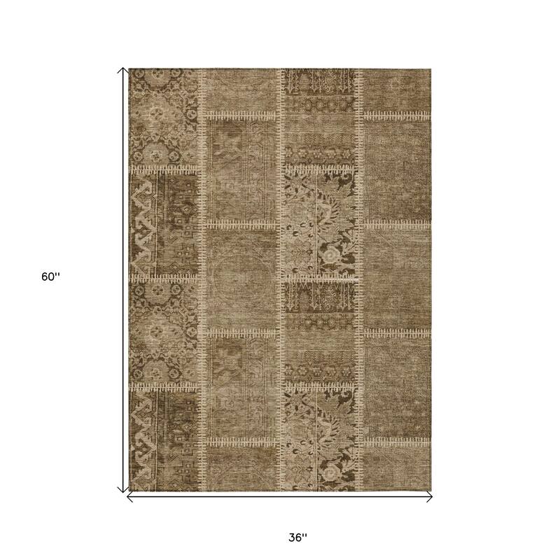 HomeRoots Patchwork Transitional Rectangle Outdoor Rug
