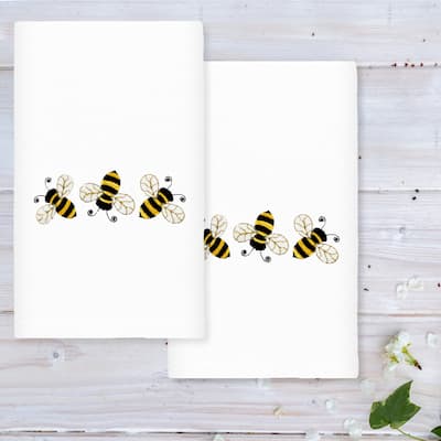 Authentic Hotel and Spa Bee Dance - Embroidered Luxury 100% Turkish Cotton Hand Towel (Set of 2)