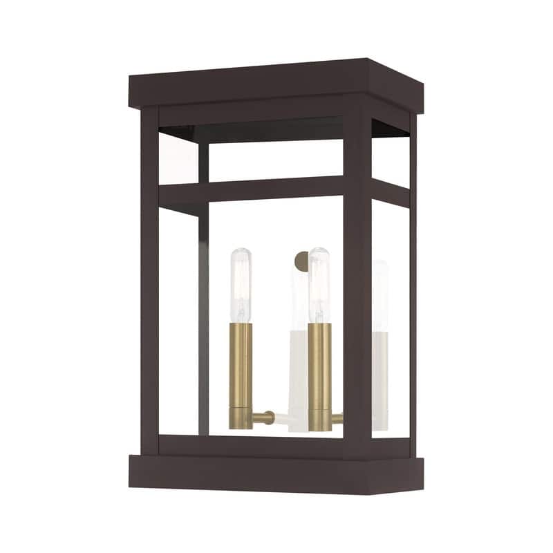 Livex Lighting 2-light Bronze Outdoor Wall Lantern, 20705-07 - 9.25" W X 15" H X 6.375" EXT