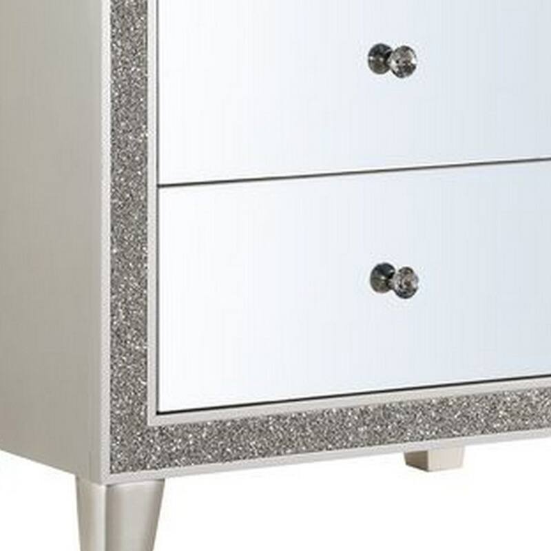 Silver 2 Drawer 26 in. W Nightstand with Sturdy Hardware and Ample Storage