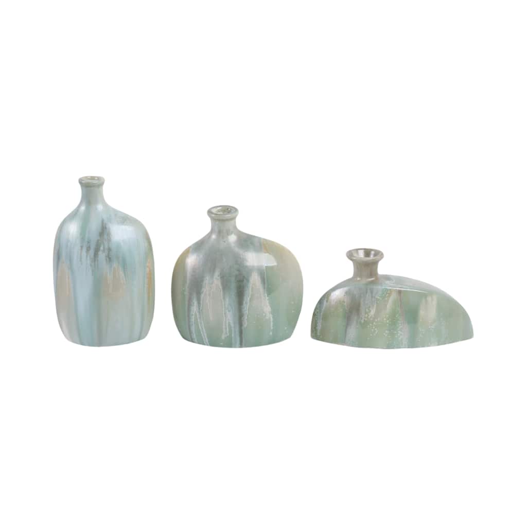 Stoneware Decorative Vases Sleek Sculptural Design Modern (Set of 3)