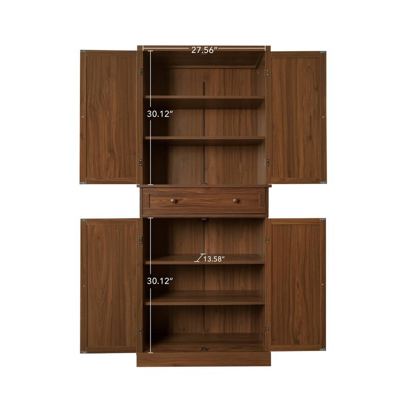 4 Door Storage Cabinet with 1 Drawer and 4 Adjustable Inner Shelves