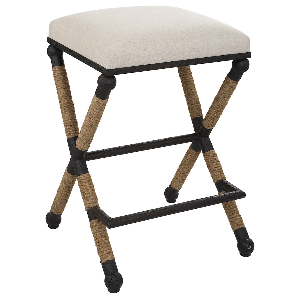 Uttermost Firth Rustic Oatmeal Counter Stool - 18.75"W x 27.63"H x 18.75"D