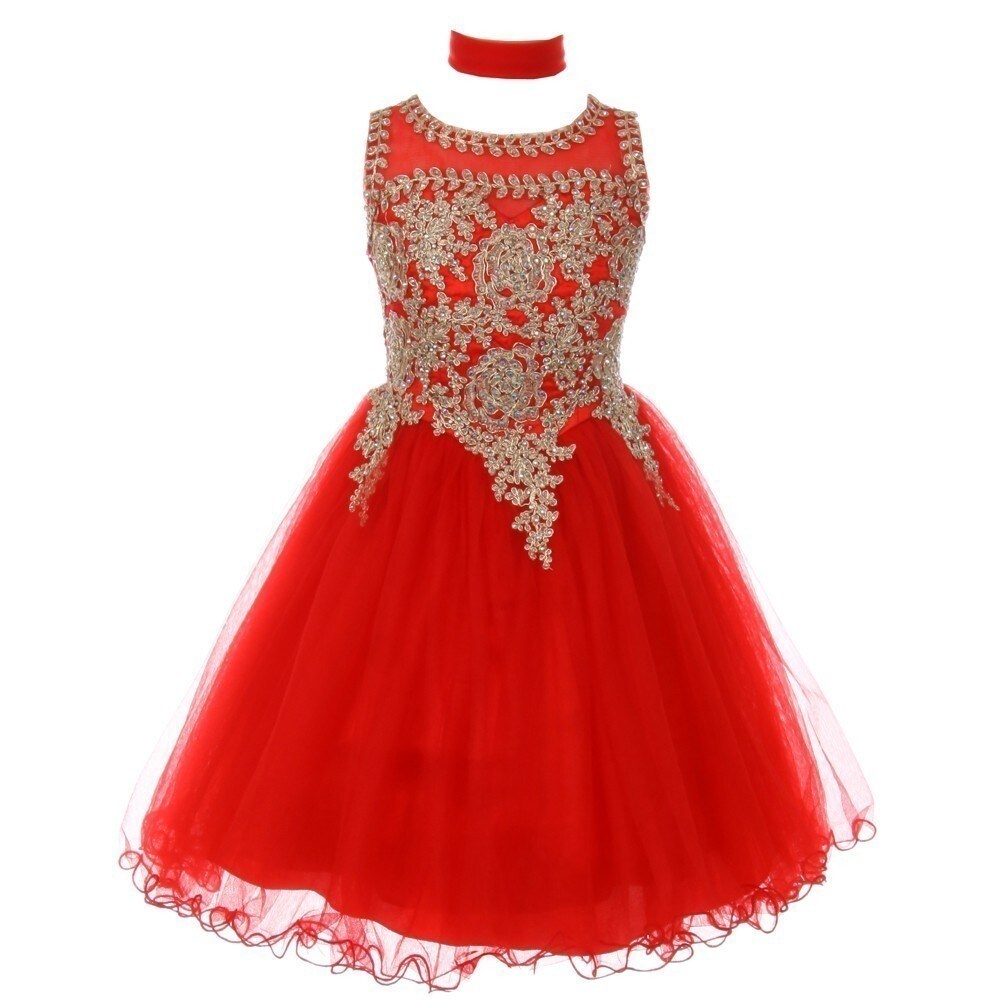 girls red party dress